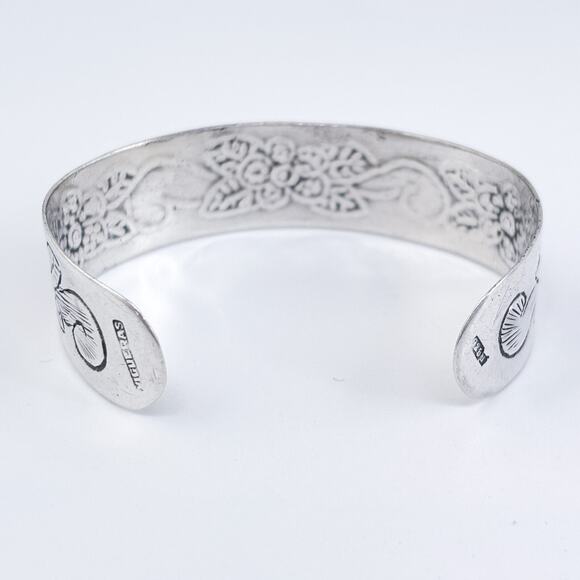 Vintage 1930s Mexico Vigueras Sterling Silver 925 Floral Cuff Bracelet 6.25" - Picture 4 of 9